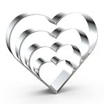 Heart Cookie Cutter Set Large/Small/Mini - 5 Inch, 4 Inch, 3 Inch, 2 Inch - 4 Piece Valentine's Heart Shaped Cookie Cutters Shapes Biscuit Molds for Baking - Stainless Steel