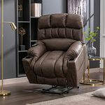 Merax Electric Power Lift Recliner Chair,Massage Chair for Elderly with 2 Cup Holders, Ergonomic Lounge Single Sofa Seat - Extra Large Recliner Chairs Sofa for Living Room - Technical leather Brown