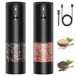 HOMELYLIFE Electric Salt and Pepper Grinder Set, USB Rechargeable Salt and Pepper Mill with Ceramic Grinder and LED Light, Adjustable Coarseness, One Touch Operation