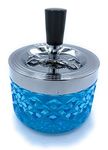 Butt Bat Round Push Down Glass Ashtray with Spinning Tray (QTY: 1, Random Color)