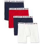 Tommy Hilfiger Men's Underwear Cotton Classics 4-Pack Boxer Brief - Amazon Exclusive, 2 Navy, 1 White, 1 Red, Large