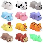 12pcs Jungle Animals Mochi Squishy Toys,Mini Kawaii Animals Mochies Squishies Fidget Toy for Kids Soft Squeeze Fidget Toys Stress Relief Toys Party Bags Fillers for Kids Treats Party Favors Gifts