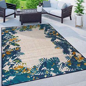 Rugshop Contemporary Floral Border Non-Shedding Outdoor Rugs for Deck,Patio,Backyard Indoor/Outdoor Area Rug 5' x 7' Multi