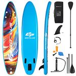 COSTWAY Inflatable Stand Up Paddle Board, 6" Thick SUP Board with Adjustable Aluminium Paddle, Hand Pump, Removable Fin, Leash and Backpack Bag for All Skill Levels (320x76x15cm, Starry sky)