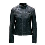 PAUL BERMAN Ladies Real Leather Black Biker Jacket Size 12