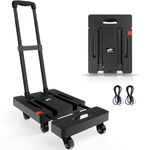 SOLEJAZZ Folding Hand Truck Dolly, Portable Dolly for Moving, 230KG Trolley Dolly with 6 Wheels & 2 Bungee Cords for Luggage, Travel, Moving, Shopping, Office Use, Black