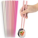 INKULTURE 05 Pair Fiber Glass Chopsticks, Dishwasher Safe Chopstick, Reusable Non-Slip Chop Sticks | Multicolor | Lightweight & Easy to Use