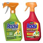 Garden Resolva Weed Killers Bundle - Path and Drive 1L Weedkiller Sprayer & Lawn Weed Killer Extra Strong 1L Ready-to-Use Garden Sprayer for Dandelions, Weed Remover with Topline Card.