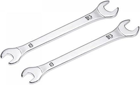 uxcell Thin Open End Wrench, 8mm x 10mm Metric Mirror-Chrome Plated High Carbon Steel, for Household Maintenance and General Repairs, 2 Pcs