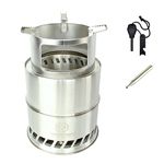 Mastiff Gears® Lightweight Camping Stove, Stainless Steel Backpacking Stove, Potable Wood Burning Stove for Picnic BBQ Camp Hiking, Two Sizes (Big - 7.87" Diameter)