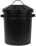 15 Litre Black Galvanised Steel Metal Bin - Ideal for Bedroom, Bathroom, Kitchen, Storage, Rubbish, Waste, Indoor & Outdoor