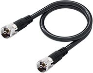 RFAdapter PL-259 Cable, 2ft RG8X Coax Cable, CB Antenna Cable UHF Male Connector 50 ohm Low Loss for Ham Radio, Antenna Analyzer and SWR Meter