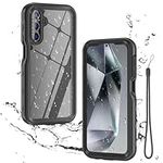 Miimall for Samsung Galaxy A15 5G Waterproof Case, [Built-in HD Screen Protector] [360°Full Coverage] Silicone Shockproof Dustproof Underwater Protective Cover Case for Galaxy A15-Black Transparent