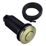 BESTILL Sink Top Garbage Disposal Air Switch Button with Air Hose, Brushed Gold-Long Button with Brass Cover