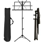 Souvenir Music Stand, Folding Height and Angle Adjustable Metal Orchestral Notation Stand with Music Sheet Clip Holder, Portable Solid Back Tripod Base Projector Stand (Notation Stand)