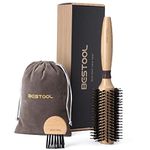 BESTOOL Round Brush for Blow-Drying, Boar Bristles with Nylon Pins Round Hair Brush, Professional Round Styling Brush for Women and Men, Straightening, Curling, Improving Hair Texture (Barrel 22mm)