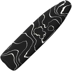 Extra Thick Ironing Board Cover and Pad, 15x54 Ironing Board Cover, Resist Scorching and Staining,Elastic Edges,Modern Art Geometric Black