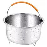 Sturdy Steamer Basket, Steamer Insert Basketsf, Stainless Steel Steamer Insert with Silicone Covered Handle, Great Accessory for Cooking Vegetable Fruits Eggs (3QT)…