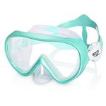 Kids Swim Goggles with Nose Cover 180° Panoramic Child Diving Mask Anti-Fog Swim Mask Swimming Goggles for Kids 4-15 (Aqua)