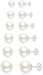 Senteria 6 Pairs Pearl Earrings Set 925 Sterling Silver Stud Earrings for Women Hypoallergenic Earrings Pearl Earringsfor Women3-10Mm