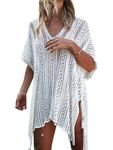 Jeasona Bathing Suit Coverups for Women Beach Coverups Women Swimsuit Cover Up Women Cover Ups for Swimwear Beach Bikini Cover Ups Crochet (M, Off White)