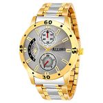 ALLORO Analogue Men's Watch (Silver Dial Gold Colored Strap)