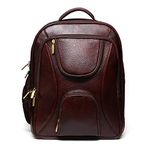 Da leather villa Leather Backpack For men office use (H 17x L 12x W 6) Inches with 16 inches laptop compartment (Brown)