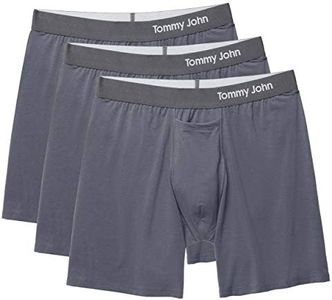 Tommy John Men's Supima Cool Cotton Relaxed Fit Boxers - 3 Pack - No Ride-Up Comfortable Breathable Underwear for Men, Iron Grey, Medium