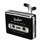 Reshow Cassette Tape Player Portable Tape Player with Headphones, Tape to Digital Converter, Convert Cassette Recorder to iPod Format, Compatible with Laptops and PCs (Black)