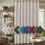H.VERSAILTEX Wide Blackout Room Darkening Rich Quality of Textured Linen Patio Door Curtains Home Fashion Window Panel Drapes with 16 Grommets - Ivory - 100 inch Wide by 96 inch Long