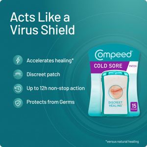 Compeed Cold Sore Patches – 15-Pack Invisible Hydrocolloid Treatment