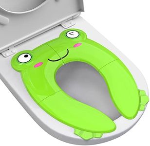 Portable Potty Seat for Toddler Travel - Foldable Non-Slip Potty Training Toilet Seat Cover for Boys Girls, Baby Kids with Drawstring Bag (Green Frog)