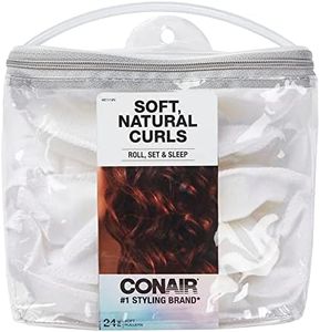 Conair Fabric Hair Curlers to Sleep In, Soft Hair Rollers for Natural Curls, White, 24 Pack