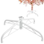 ZALAON Christmas Tree Base Stand, 40CM White Artificial Tree Bracket Metal for 4ft 5ft 6ft Christmas Tree