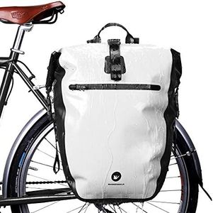 HUNTVP 27L Bike Pannier Bag Backpack Multifunctional Bicycle Bag Cycling Bicycle Rear Seat Trunk Pack Bag Bike Saddle Bag Backseat Pack Bag(White)