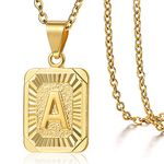 Trendsmax Mens Womens Yellow Gold Plated Initial Capital Letter A Pendant Charm Rolo Chain Necklace 18inch