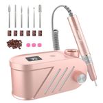 Enniewi Nail Drill 35000RPM, Electric Nail File for Acrylic and Gel Nails, Professional Nail Drill Machine, Manicure Pedicure E File Kit for Home and Salon Use with LCD Display, Touch Button, Rose