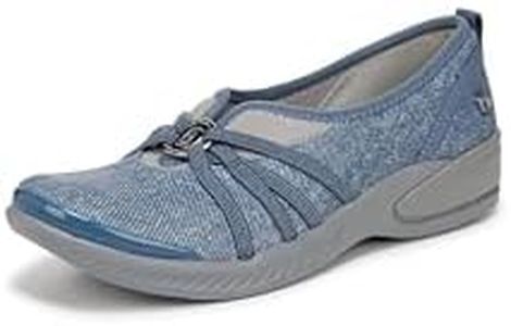 Bzees Women's Niche Ballet Flat, Washed Denim Fabric, 9