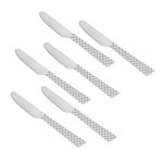 Parage 6 Pieces Stainless Steel Premium Dinner Knives, Butter Knife Set, Silver, Checks Design, 21 cm