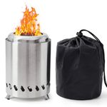 Hojalis Tabletop Fire Pit, 2025 Upgraded Smokeless Stainless Steel Tabletop Fire Pit, Mini Table Top Firepit with Carry Bag, Portable Smokeless Tabletop Firepit for Camping Outdoor Patio Garden Picnic