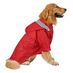 HDE Dog Raincoat Double Layer Zip Rain Jacket with Hood for Small to Large Dogs Red - XL