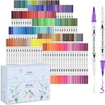 Ohuhu Colouring Pens: 160 Colours Colouring Markers with Dual Tips Fine & Brush Pens Water-Based Art Markers for Kids and Adults Drawing Sketching Journal - Maui - White Package