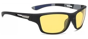 Dark Wost Polarized Sports Sunglasses for Men Women, Wrap Around Driving Cycling Fishing Sun Glasses 100% UV Protection Goggles (Frame Black/Lens Yellow)