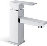 ACA International WELS Bathroom Tap, Chrome Bathroom Mixer Tap Square Solid Brass Basin Mixer Tap Bathroom Sink Tap, Lead-Free Bathroom Taps Faucets RV Bathroom Vanity Sink Taps(Polished Chrome)