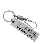 BAMALI Customize Personalized Black Laser Engraved Keychain Dad Gifts from Daughter/Son - Drive Safe Daddy Keychain We Love You Father Gifts Christmas Valentines Birthday for Dad from Daughter