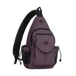 MOSISO Sling Backpack,Canvas Crossbody Hiking Daypack Bag with Anti-theft Pocket, Rose Brown