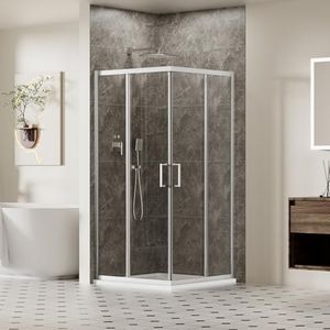 ACE DECOR Corner Shower Enclosure, 36" D x 36" W x 72" H, 1/4" (6mm) Clear SGCC Tempered Glass, Double Sliding Shower Door in Brushed Nickel Finish, Framed Glass Corner Shower Doors