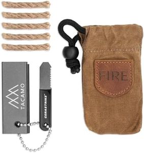 TACAMO Mini Emergency Fire Starter Kit 4.5” x 2.5” x 1”, 2.5oz - Compact All-Weather Survival Fire Making Kit with Ferro Rod, Cerastrike Ceramic Scraper, Tinder Tabs & Canvas Storage Bag