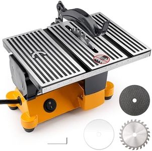 Sbestily Mini Table Saw, Portable Multi-Functional Electric Miter Saw for DIY Crafts, Cutting Metal, Ceramic Tile, Glass, Desktop Saws with 3 Blades
