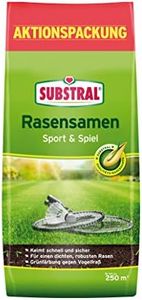 Substral Rasensamen Sport und Spiel, strapazierfähige Rasensaat-Mischung mit Grünfärbung gegen Vogelfraß, 5kg, 250m²